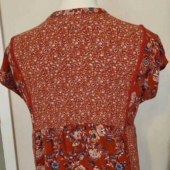 Knox Rose Floral Paisley Print Boho Short Sleeve Dress(XS) - Picture 6 of 10